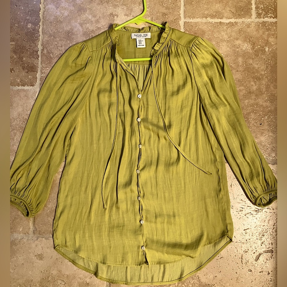XS Rachel Zoe Button Down Top lime green